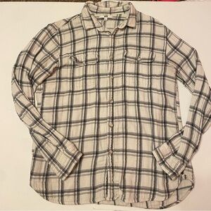 Uniqlo white Plaid Flannel Button Down Large